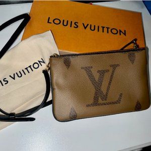 ❤❤❤100% AUTHENTIC LOUIS VUITTON REVERSE MONOGRAM DOUBLE ZIP POCHETTE ❤❤❤